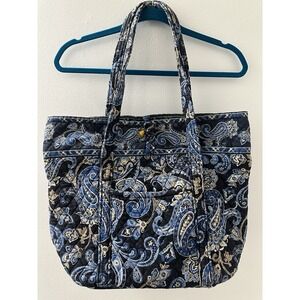 Vera Bradley Windsor Navy Blue Handbag Tote Discontinued Pattern